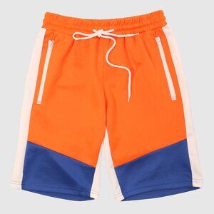 FXN Men's 3-Tone Color Track Shorts Orange Blue White